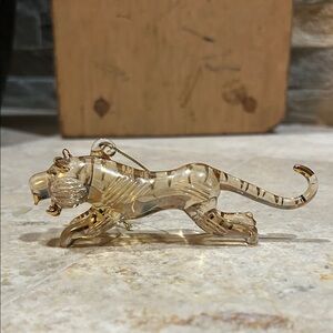 Vintage Hand Blown Glass Tiger Ornament